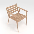 Simple Wooden Chair With Slatted Back Armrests And Slim Legs For Home Decor