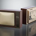 Vintage Retro TVs With Wooden Cases Front And Back View Display Design