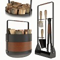 fireplace fireplace accessories fireplace minimalist metal firewood 3d model