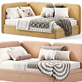 Kids Bed With Upholstered Headboard Decorative Pillows Blanket And Stuffed Bear Toy Multiple Color Options