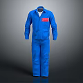 Blue Work Coveralls With Red Label On Chest For Professional Use 3d model
