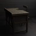 Rustic Wooden Office Desk With Drawers And Matching Chair For Home Workspace Setup
