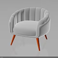 Modern White Upholstered Armchair With Curved Back And Red Legs Design