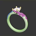 Elegant White Ring With Diamond Setting And Intricate Design For Daily Use 3d model
