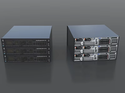 Industrial Equipment Server Racks With Stacked Units And Black Casing Design 3d model