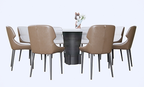 Italian Minimalist Dining Table and Chair Combination 3d model