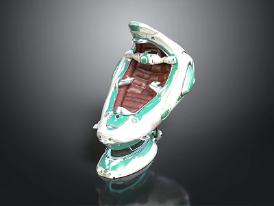 Modern White And Green Lounge Chair With Metallic Frame And Circular Base 3d model