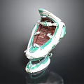 Modern White And Green Lounge Chair With Metallic Frame And Circular Base