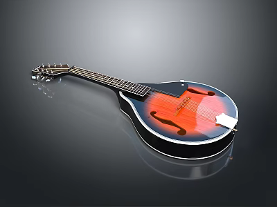 Vintage Mandolin String Instrument With Wooden Body Shiny Finish And Smooth Surface Reflection 3d model