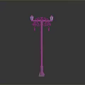 Decorative Street Lamp With Double Lamp Heads Ironwork Details And Metal Base
