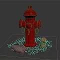 Red Fire Hydrant Outdoor Setting With Stones And Gravel On Ground