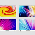Four Modern Televisions With Vibrant Colorful Dynamic Patterns On Screens 3d model