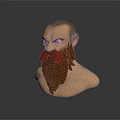 Muscular Male Character Bust With Bald Head Blue Eyes Long Red Beard And Shirtless Torso