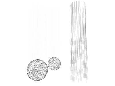 Modern Geometric Chandelier With Spherical Grid Design And Elongated Pendant Elements 3d model