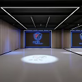 Modern Fitness Gym Interior With Open Workout Space And Brand Logo Lighting Design