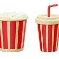 Popcorn Coke Beverage Fruit Juice Cinema Food Cartoon Popcorn Cartoon Coke 3d model