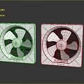 Two White Square Mitsubishi Exhaust Fans With Rotating Blades For Household Use