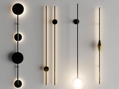 Modern Wall Lamps With Black Gold Geometric Shapes And Sleek Design For Interior Decoration 3d model