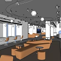 Modern Service Hall Interior Design With Waiting Area Comfortable Seats And Curved Lighting