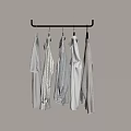 Simple Modern Clothes Hanger With Light Colored Garments Hanging For Home Storage 3d model