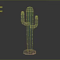 Green Cactus Plant With Three Branches And Pink Base For Indoor Decoration