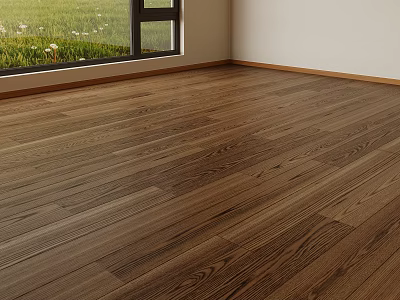 Warm Natural Wooden Floor With Beautiful Wood Grain In Bright Interior Room 3d model