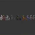 Animal Characters and Various Creatures Standing in Circle With Central Small Figure 3d model