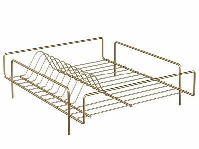 Gold Metal Kitchen Dish Rack for Drying Dishes and Utensils 3d model