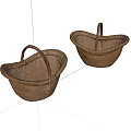 Old bamboo basket old objects 3d model
