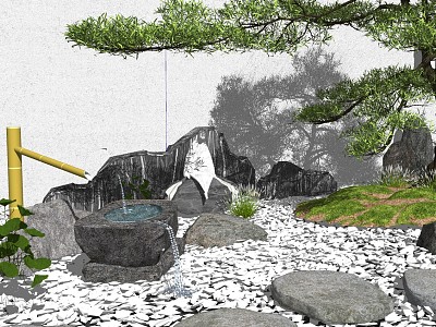 New Chinese style landscape sketch dry landscape courtyard landscape model