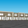 Modern Commercial Street With Glass Facades Storefronts And Outdoor Plaza Design