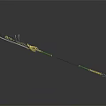 Decorative Fantasy Spear Weapon With Golden Dragon Design Black Green Shaft And Ornate Head