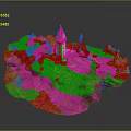 Scenic Island Terrain With White Tower Red Roof And Green Trees Paths