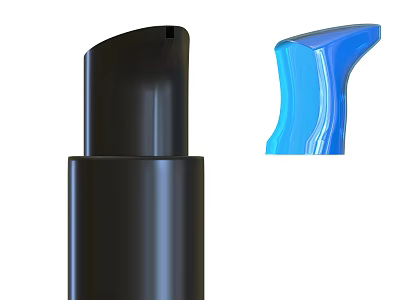 Stylish Perfume Container With Black Cylinder Body And Blue Transparent Sprayer Top 3d model