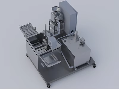 Automated Industrial Equipment With Metal Structure Conveyor Belt Control Panel And Mobile Base 3d model