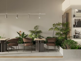 Industrial Style Milk Tea Shop Rest Area Milk Tea Shop Card Seat Table and Chair Natural Camping Style Milk Tea Shop Green Plant Pile Milk Tea Table and Chair Landscape 3d model