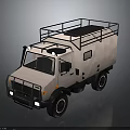 Light Colored Overland Camping Vehicle With Roof Rack And Side Windows