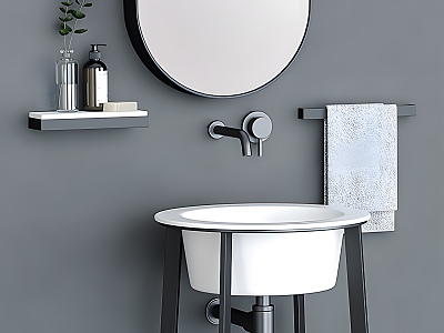 wash basin combination wash basin bathroom mirror makeup mirror towel toilet 3d model