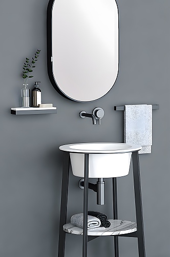 wash basin combination wash basin bathroom mirror makeup mirror towel toilet 3d model