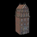 Future Architecture Multi Story Brick Building Design With Red Roof And Windows