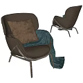 Nordic Single Sofa Leisure Chair Sofa Chair Blanket Pillow Blanket Backrest Sofa Reading Sofa 3d model
