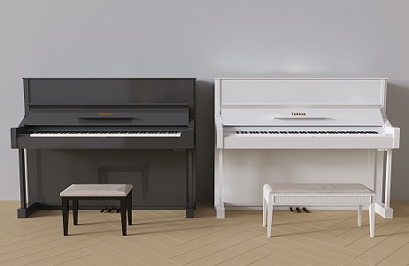 Modern Piano White Piano Black Piano Wooden Piano Paint Piano Stool 3d model