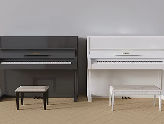 Modern Piano White Piano Black Piano Wooden Piano Paint Piano Stool 3d model