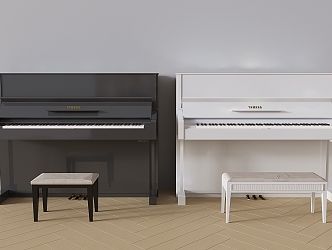 Modern Piano White Piano Black Piano Wooden Piano Paint Piano Stool 3d model