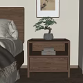 Wooden Bedroom Decorative Cabinet With Bonsai Tree And Stacked Books