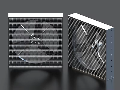 Air Conditioner Fan with Metal Grille and Blades Shown in Two Different Angles 3d model