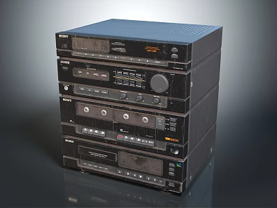 SONY Stacked Audio System With Multiple Components For Home Stereo Entertainment Setup 3d model