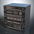 SONY Stacked Audio System With Multiple Components For Home Stereo Entertainment Setup 3d model