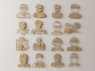 Wooden Wall Decor with Multiple Occupational Silhouette Designs for Home 3d model