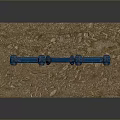 Blue Metal Gate Featuring Intricate Decorative Details On Wooden Display Base